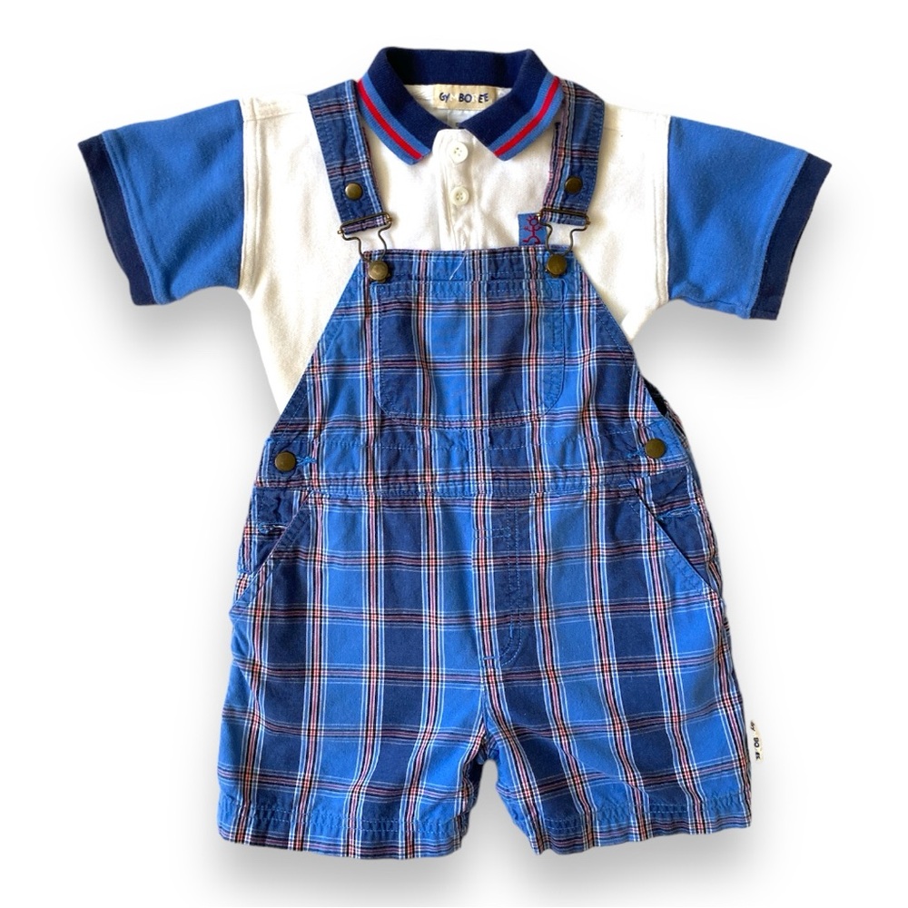 VINTAGE 90s Gymboree Outfot Overalls Shortalls Shorts Romper Jumper Blue